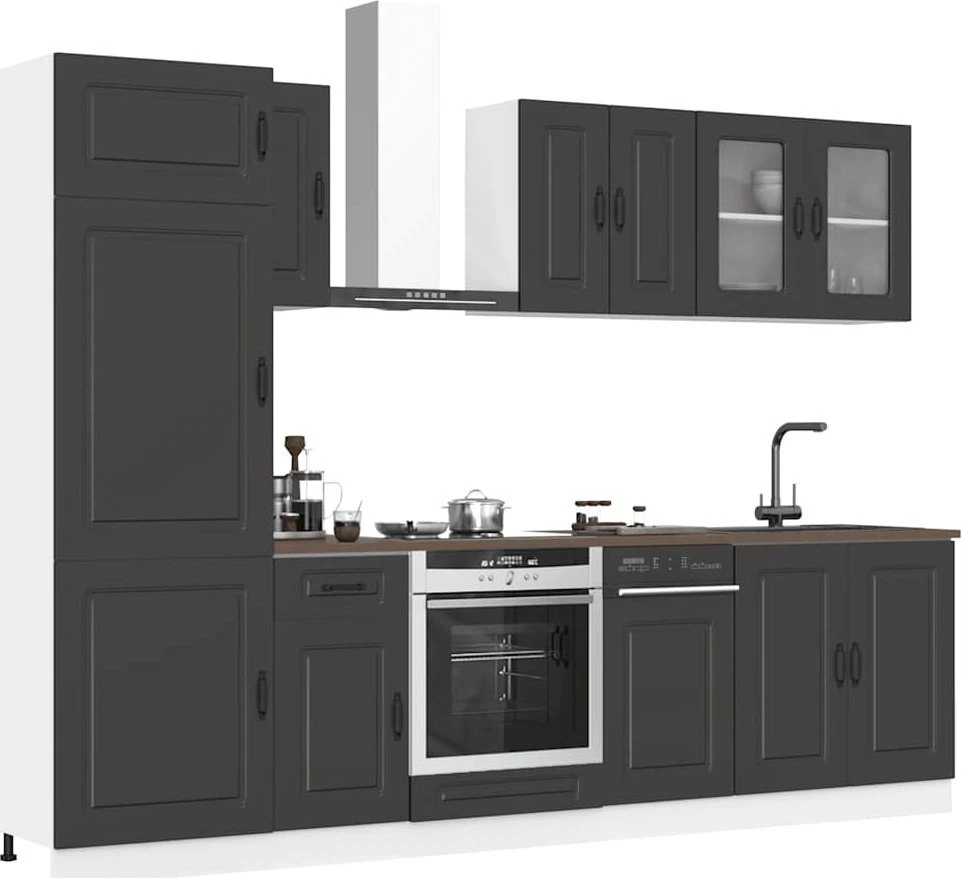 Virtuvinių spintelių komplektas, 8 dalių, Kalmar, juoda