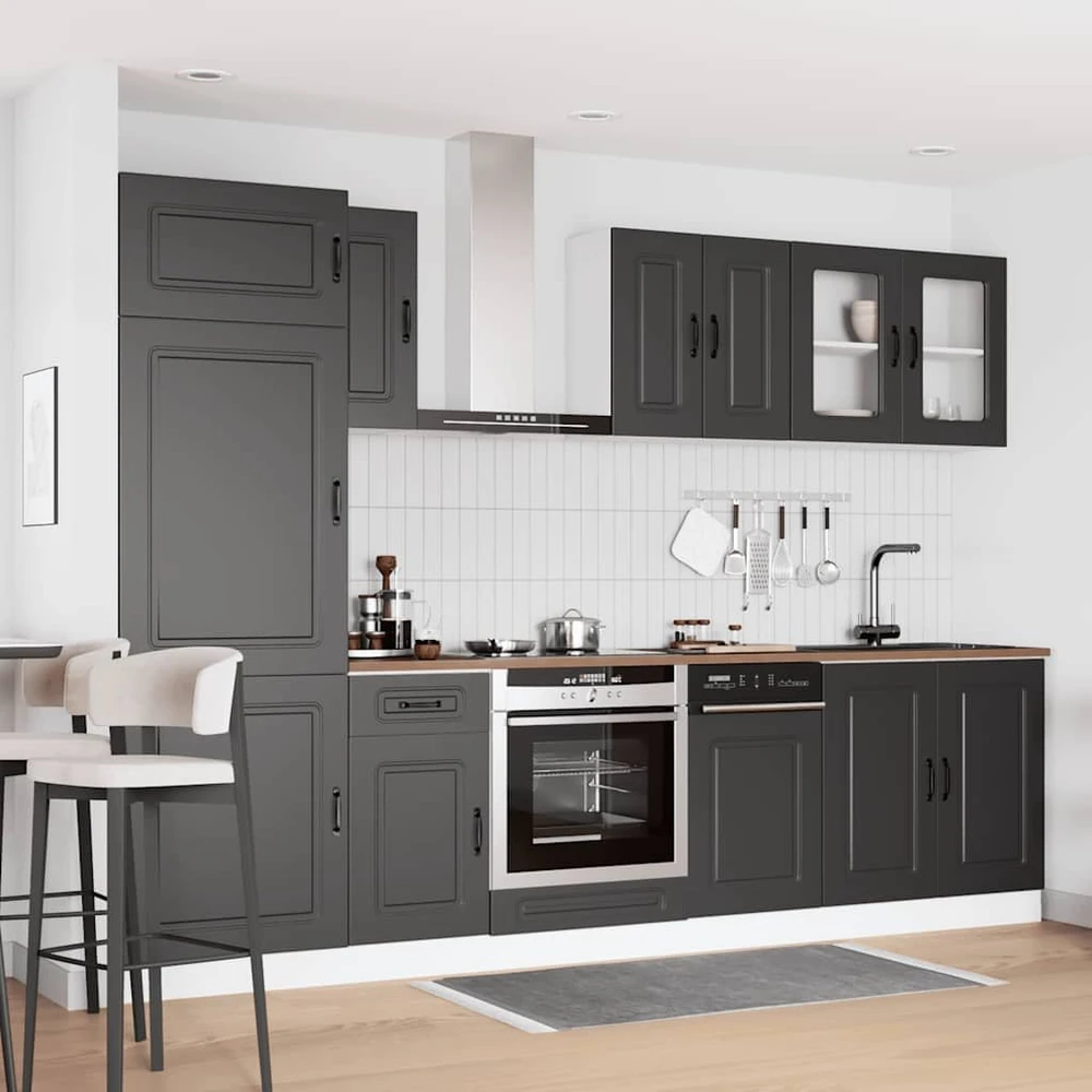 Virtuvinių spintelių komplektas, 8 dalių, Kalmar, juoda