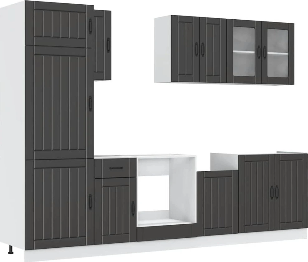 Virtuvinių spintelių komplektas, 8 dalių, Kalmar, juoda