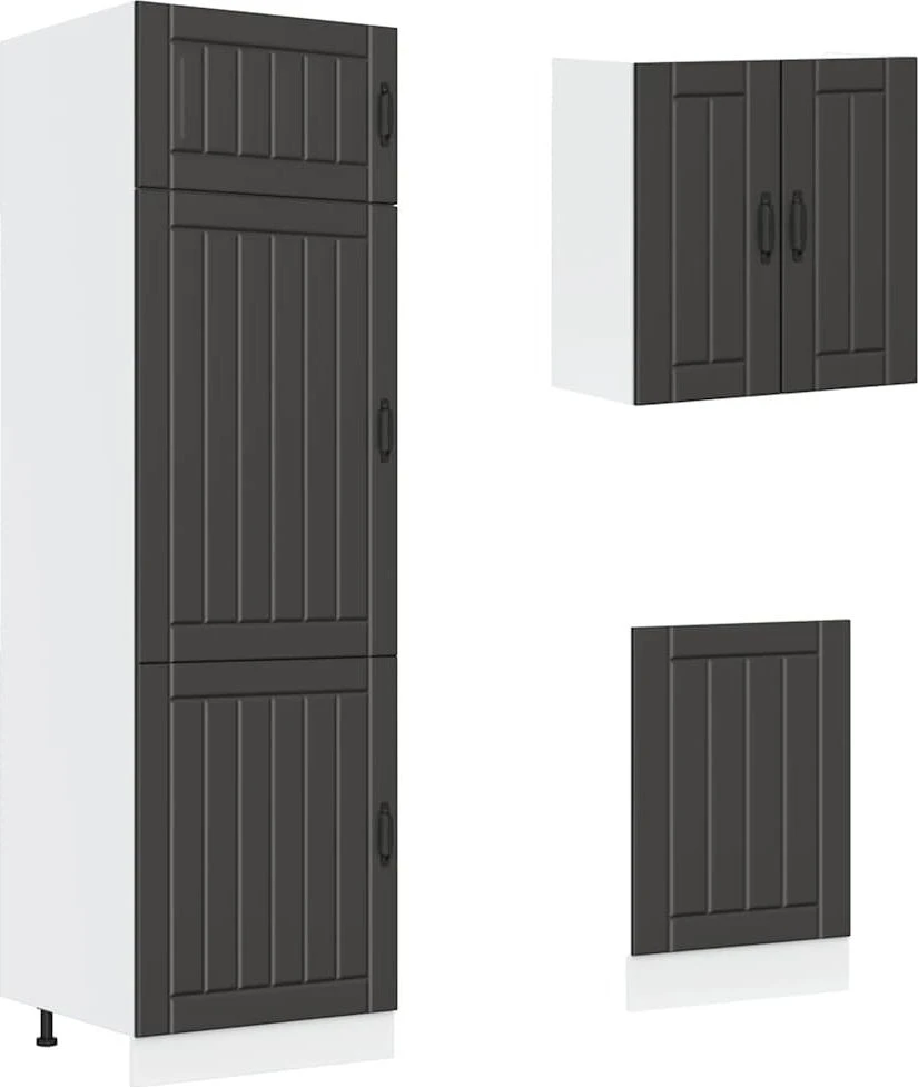 Virtuvinių spintelių komplektas, 8 dalių, Kalmar, juoda