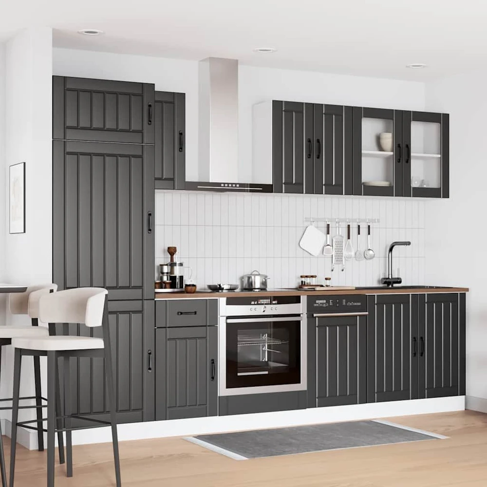 Virtuvinių spintelių komplektas, 8 dalių, Kalmar, juoda