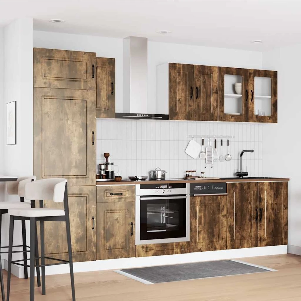 Virtuvinių spintelių komplektas, 8 dalių, Kalmar, dūminio