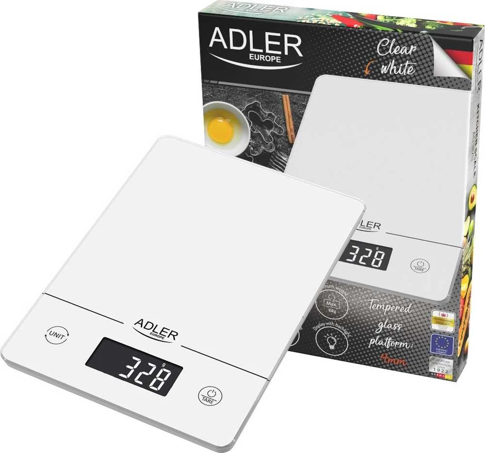 Adler | Virtuvinės svarstyklės | AD 3170 | Didžiausias svoris (talpa) 15 kg | Graduacija 1 g | Ekrano tipo LCD | Baltas