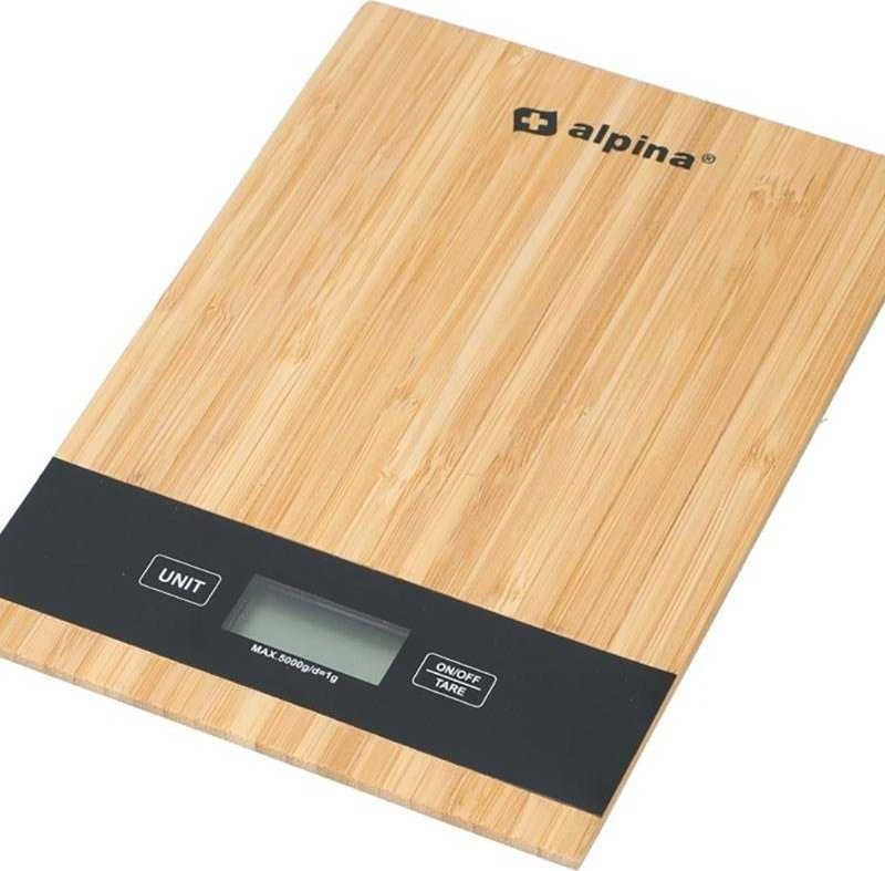 Virtuvinės svarstyklės Alpina - Cyfrowa waga kuchenna bambusowa 5kg