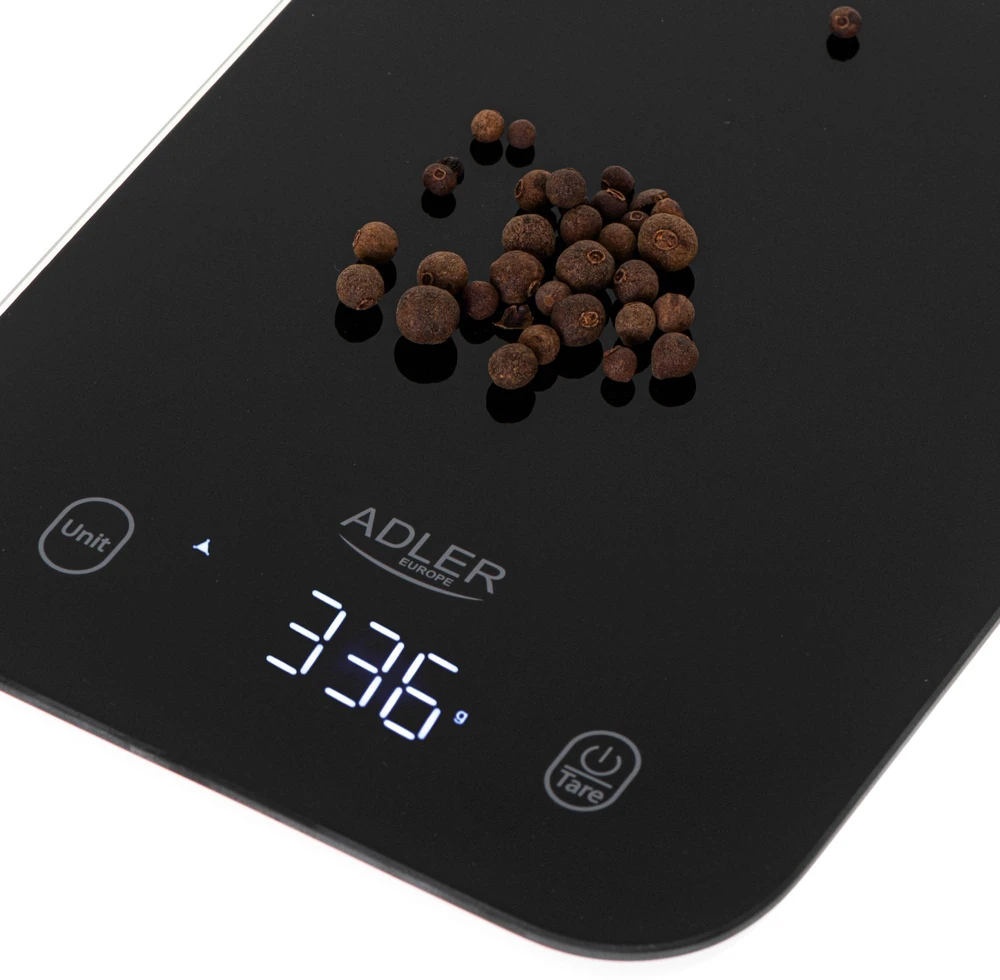 Virtuvinės svarstyklės Adler Kitchen Scale | AD 3181b | Graduation 1 g | Ekranas type LED | Juodas