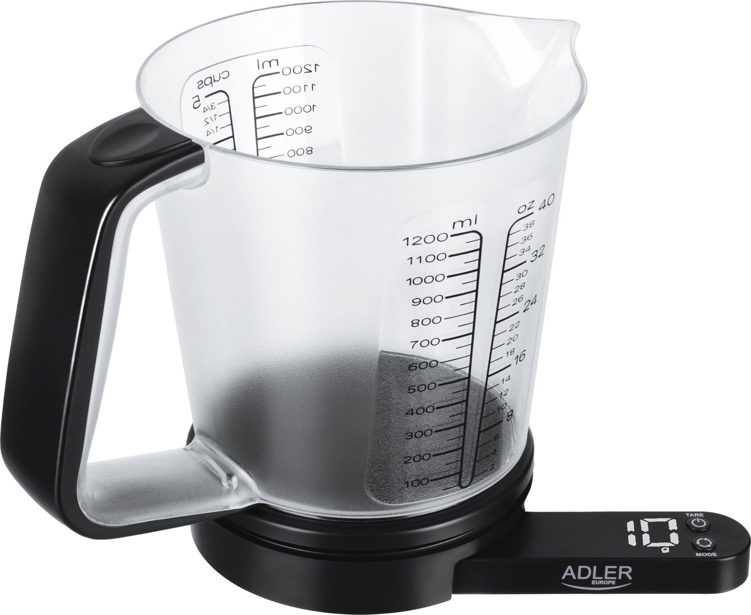 Adler | Virtuvinės svarstyklės with a measuring cup | AD 3178 | Maximum weight (capacity) 5kg | Juodas