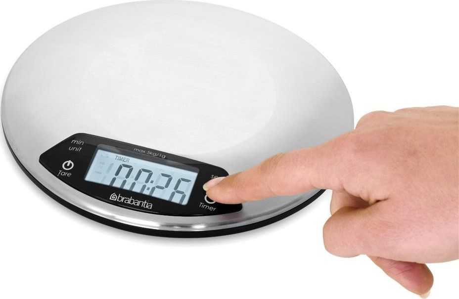 Virtuvinės svarstyklės Brabantia cyfrowa okrągła su timerem 480560
