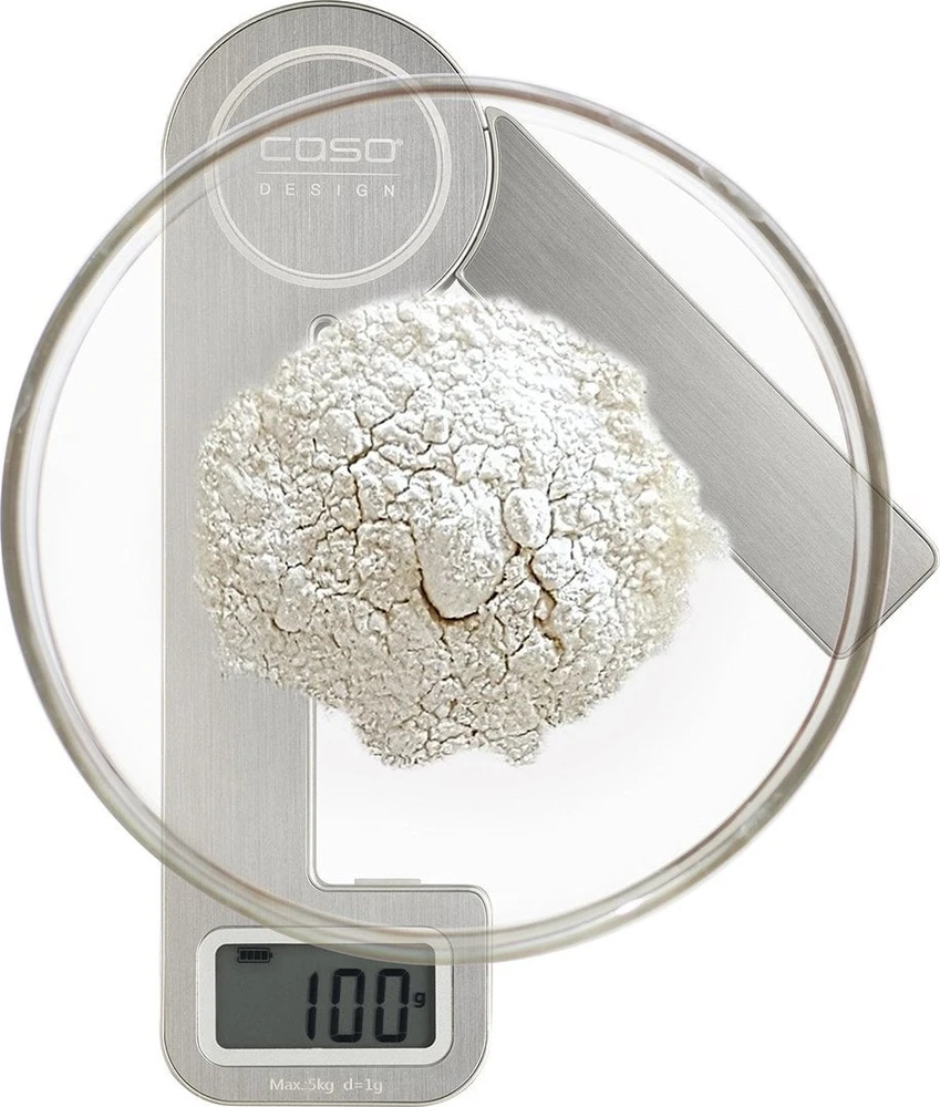 Virtuvinės svarstyklės Caso | Scales | KitchenEcostyle | Maximum weight (capacity) 5kg | Graduation 1 g | Ekranas type LCD | Nerūdijantis plienas