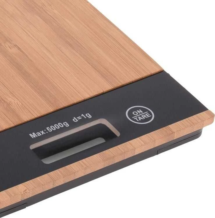 Excellent Houseware Virtuvinės svarstyklės elektroniczna płaska bambusowa 5kg