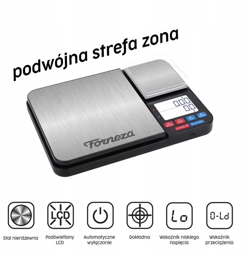 Virtuvinės svarstyklės Forneza Dviejų zonų fornelio svarstyklės