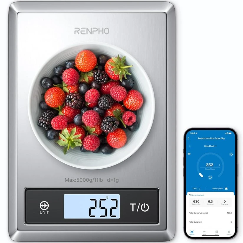 Virtuvinės svarstyklės Renpho Nutrition Scale Calibra 1 Nerūdijantis plienas (PEU-ES-SNS01-SL)