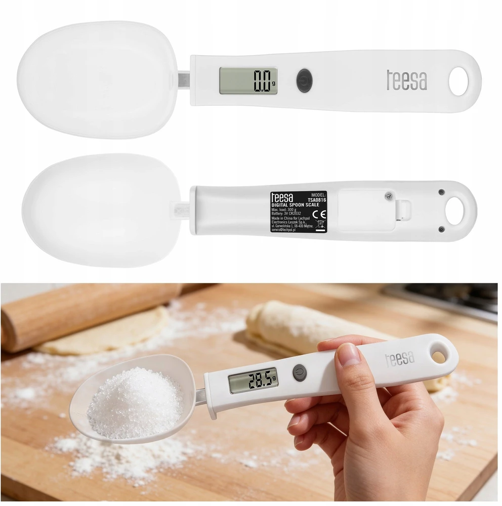 Teesa Łyżka Virtuvinės svarstyklės šaukštu 0,3kg, LCD