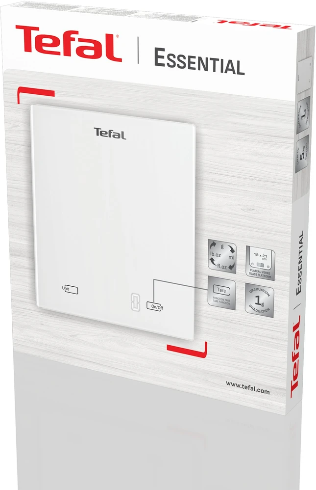 Virtuvinės svarstyklės TEFAL Digital Kitchen Scale | Essential BC5504V0 | Graduation 1 g | Baltas