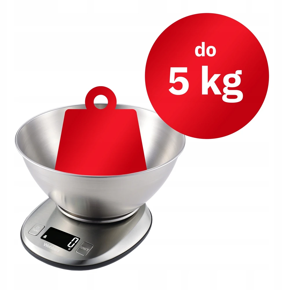 Virtuvinės svarstyklės Webber Virtuvinės svarstyklės WEBBER EK4390 INOX nerūdijantis plienas LCD 5kg 1g misa tarowanie