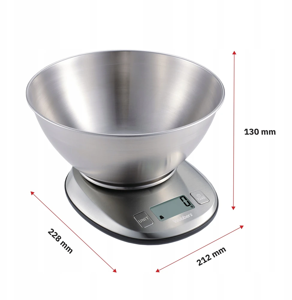 Virtuvinės svarstyklės Webber Virtuvinės svarstyklės WEBBER EK4390 INOX nerūdijantis plienas LCD 5kg 1g misa tarowanie