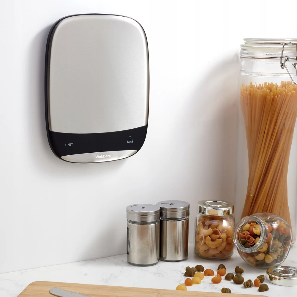 „Webber“ virtuvinės svarstyklės WEBBER INOX elektroninės tikslios LCD svarstyklės 10 kg, USB tara