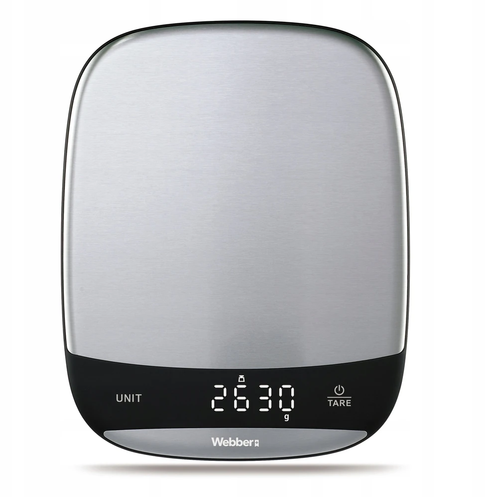„Webber“ virtuvinės svarstyklės WEBBER INOX elektroninės tikslios LCD svarstyklės 10 kg, USB tara