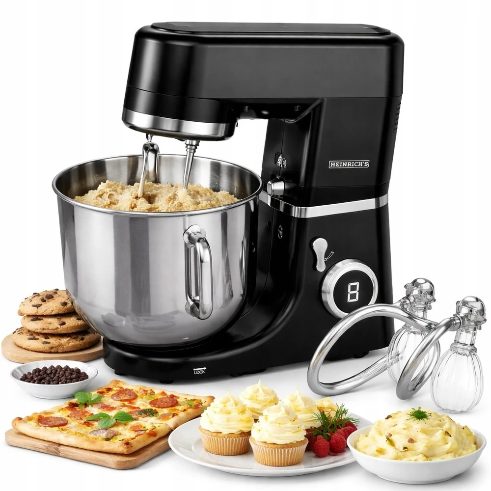 Virtuvinis kombainas HEINRICH'S HKM 8120 Stand Mixer 1800 W 12 L Juodas