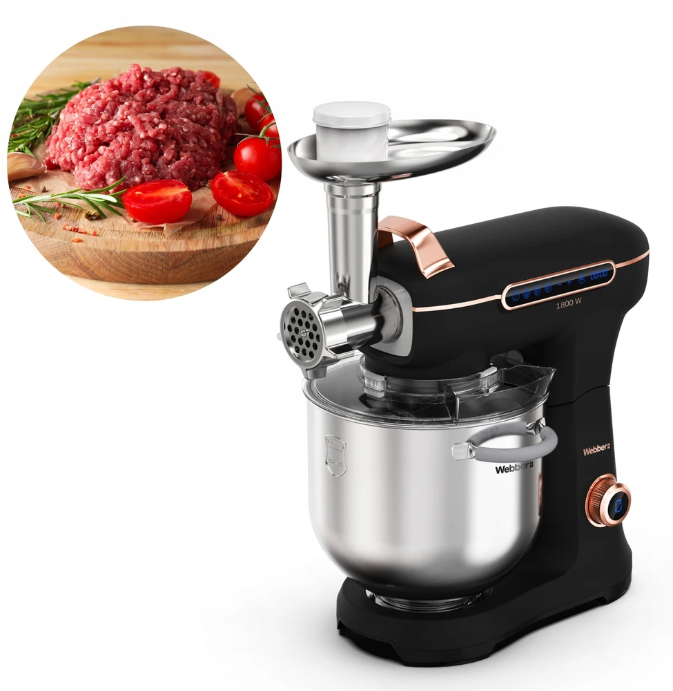 Virtuvinis kombainas „Webber“ planetinis maisto smulkintuvas „Webber XEF900“ planetinis maisto smulkintuvas, 1800 W, 7 l dubens daugiafunkcis maišytuvas