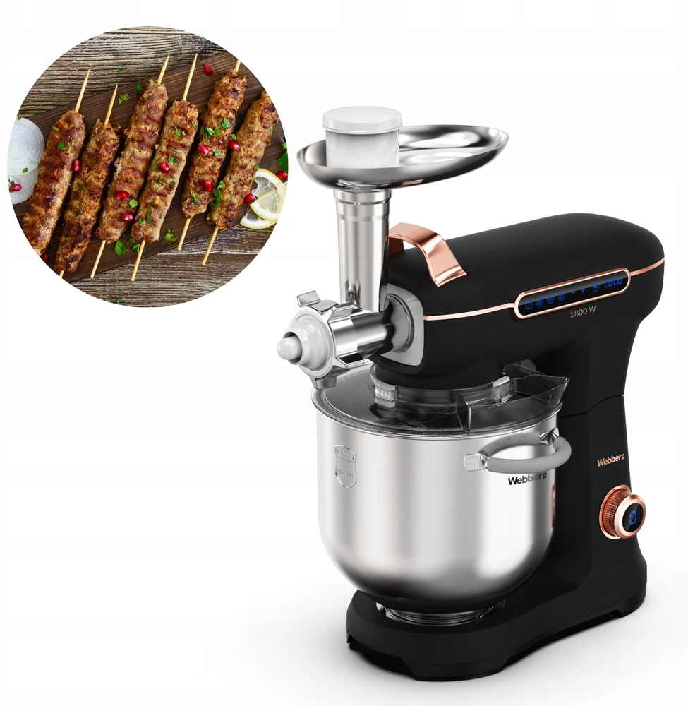 Virtuvinis kombainas „Webber“ planetinis maisto smulkintuvas „Webber XEF900“ planetinis maisto smulkintuvas, 1800 W, 7 l dubens daugiafunkcis maišytuvas