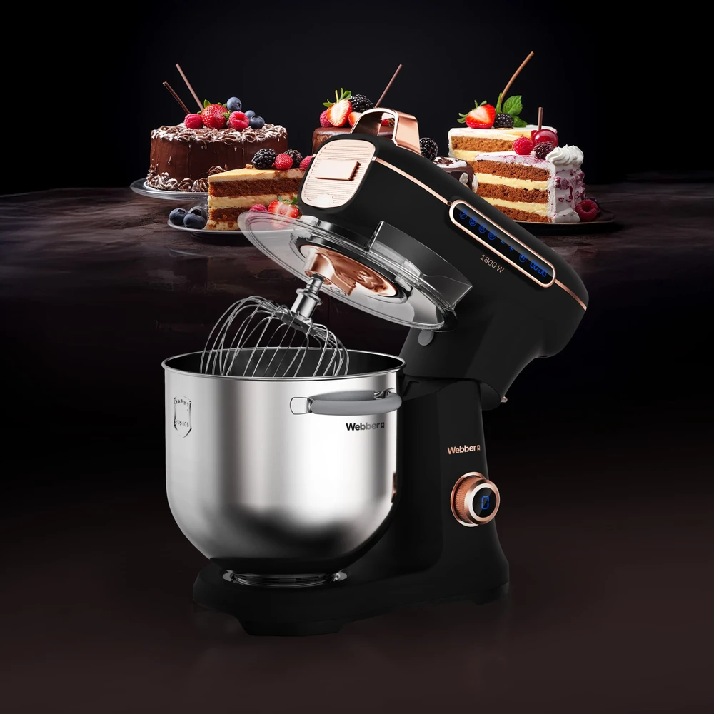 Virtuvinis kombainas „Webber“ planetinis maisto smulkintuvas „Webber XEF900“ planetinis maisto smulkintuvas, 1800 W, 7 l dubens daugiafunkcis maišytuvas