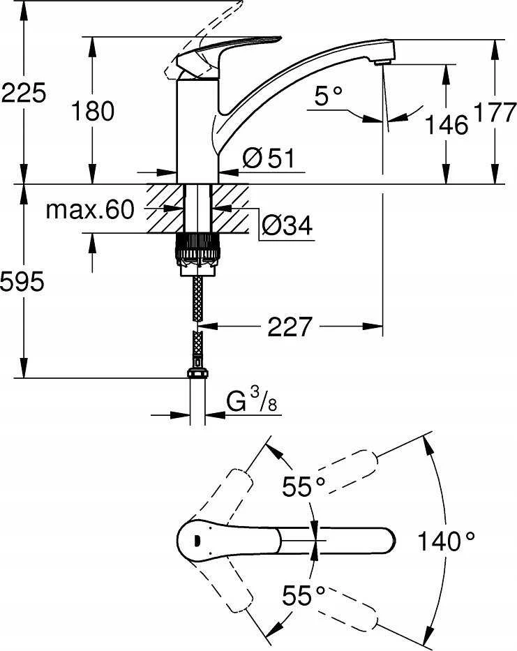 Grohe virtuves izlietnes maisītājs Eurosmart New, hroms