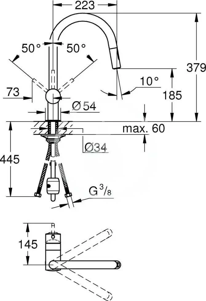 Grohe Virtuvinis maišytuvas Minta su ištraukiama žarna , chromas
