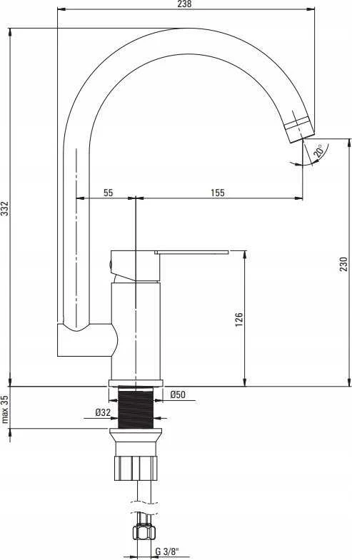Virtuvinis maišytuvas Deante Lupo BLU_F62M, Steel