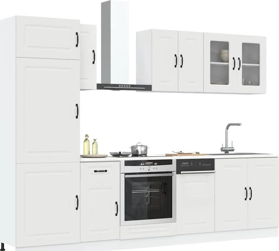Virtuvinių spintelių komplektas, 8 dalių, Kalmar, balta