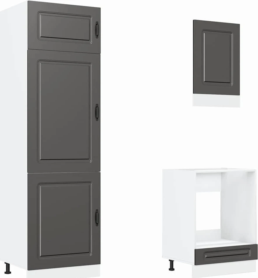 Virtuvinių spintelių komplektas, 7 dalių, Kalmar, juoda