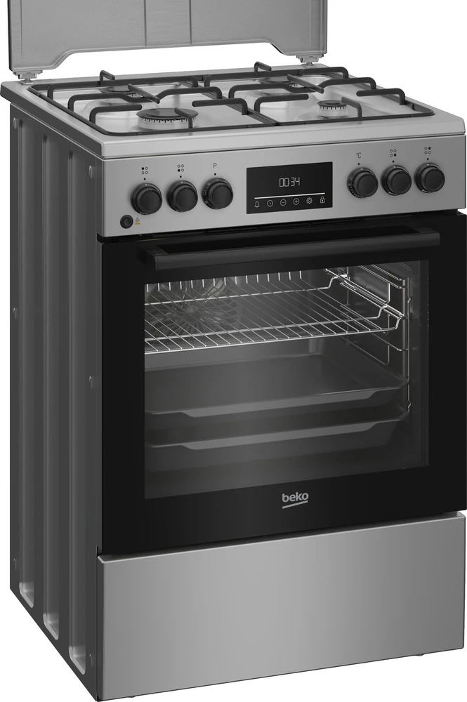 BEKO viryklė FBM62320SDS, Plotis 60 cm, A, Dujinė/Elektrinė, LED ekranas