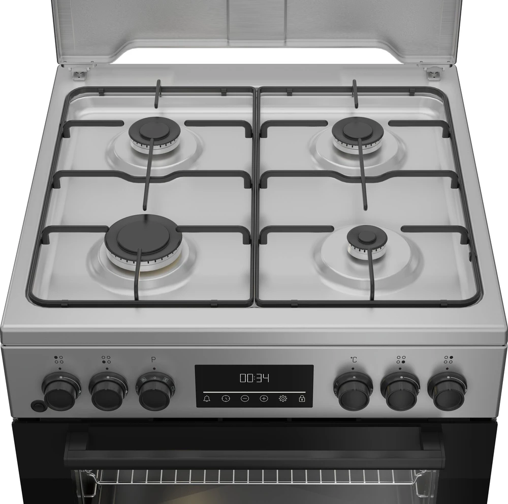 BEKO viryklė FBM62320SDS, Plotis 60 cm, A, Dujinė/Elektrinė, LED ekranas