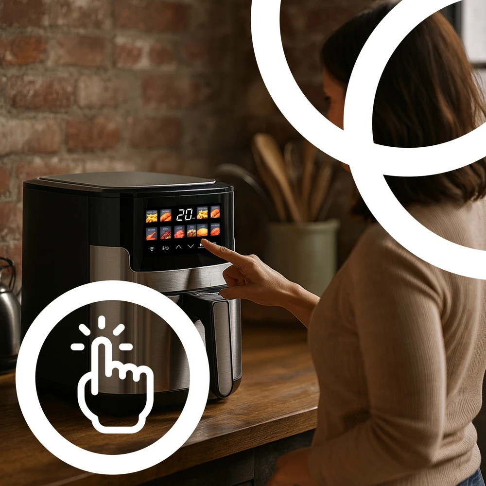 Retoo AIR Oro gruzdintuvė su belaidžiu riebalų neturinčiu 6,5 l talpos gruzdintuvu ir LCD ekranu, 10 meniu arba 1293