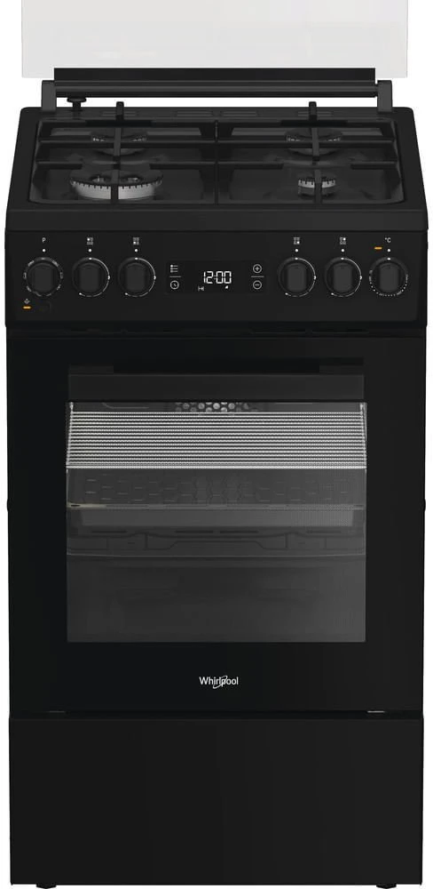 Viryklė Whirlpool Cooker | W5G8LMSWTB | Hob type Gas | Oven type Electric | Juodas | Plotis 50 cm | Gylis 60 cm | 60 L