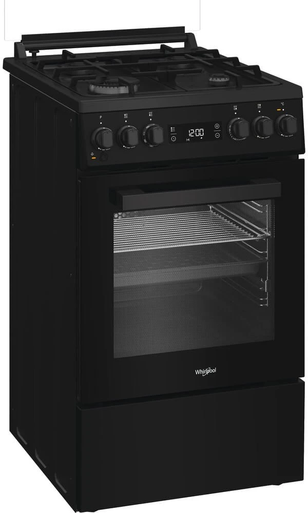 Viryklė Whirlpool Cooker | W5G8LMSWTB | Hob type Gas | Oven type Electric | Juodas | Plotis 50 cm | Gylis 60 cm | 60 L