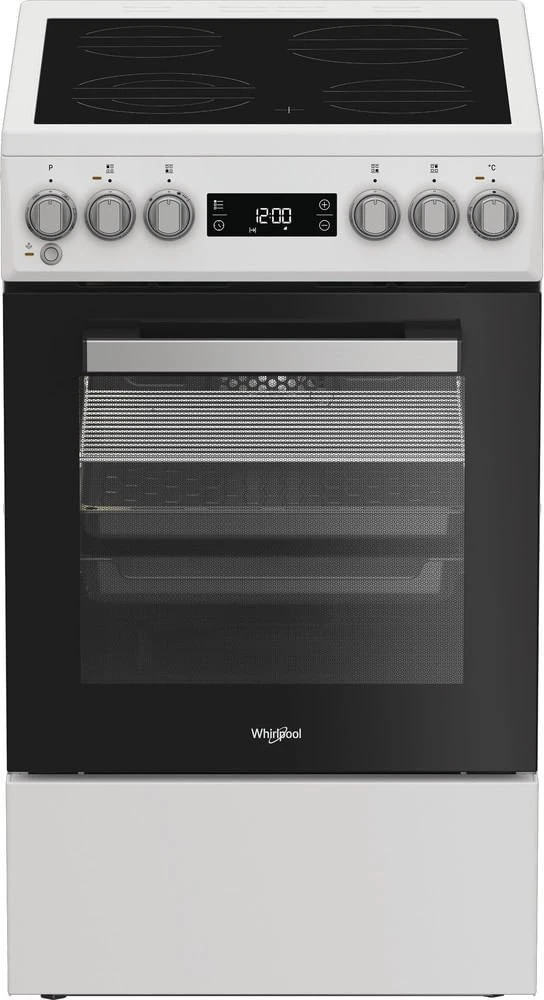 Viryklė Whirlpool Cooker | Whirlpool | Hob type Vitroceramic | Oven type Electric | Baltas | Plotis 50 cm | Gylis 60 cm | Energy efficiency class A | 60 L