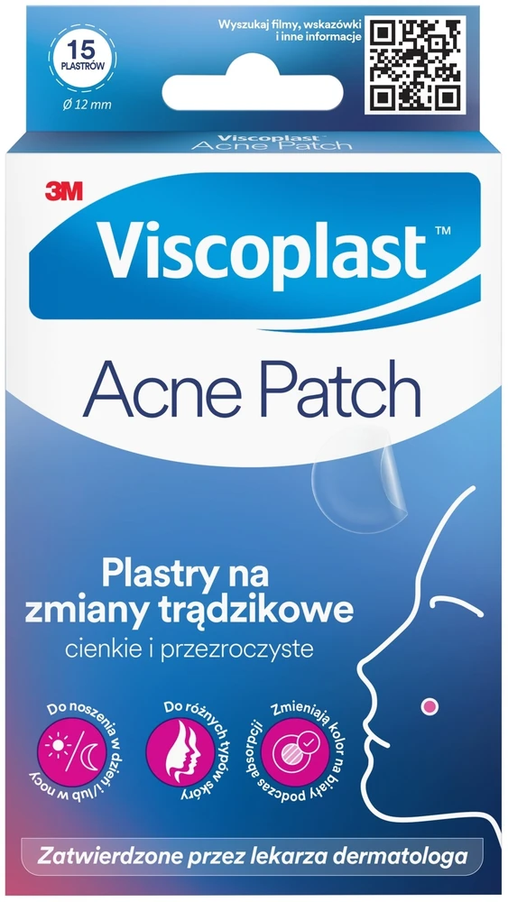 Viscoplast Pleistrai nuo spuogų VISCOPLAST-3M Acne Patch, Ø 12 mm, 15 vnt., dėžutė