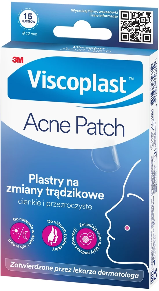 Viscoplast Pleistrai nuo spuogų VISCOPLAST-3M Acne Patch, Ø 12 mm, 15 vnt., dėžutė