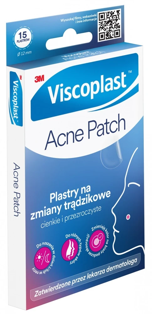 Viscoplast Pleistrai nuo spuogų VISCOPLAST-3M Acne Patch, Ø 12 mm, 15 vnt., dėžutė