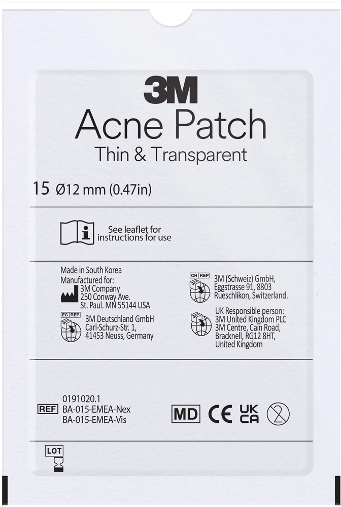 Viscoplast Pleistrai nuo spuogų VISCOPLAST-3M Acne Patch, Ø 12 mm, 15 vnt., dėžutė
