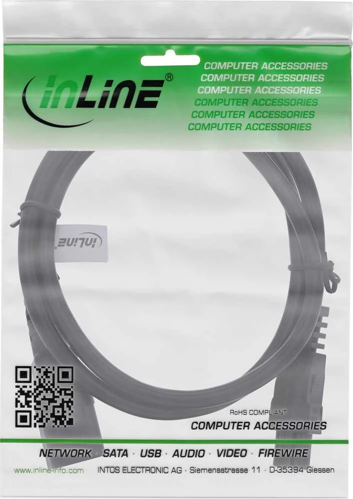 Nešiojamojo kompiuterio maitinimo adapteris Vision InLine® Netzkabel, C14 Kupplung auf C5 Stecker, juodas, 5m