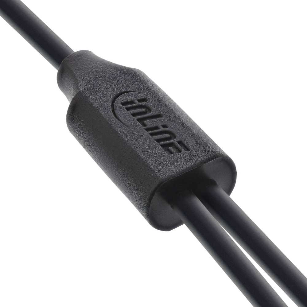 „InLine®“ USB 2 viename Y formos įkrovimo laidas, 1 x USB-A kištukas su 2 x USB-C kištukais, juodas, 1 m