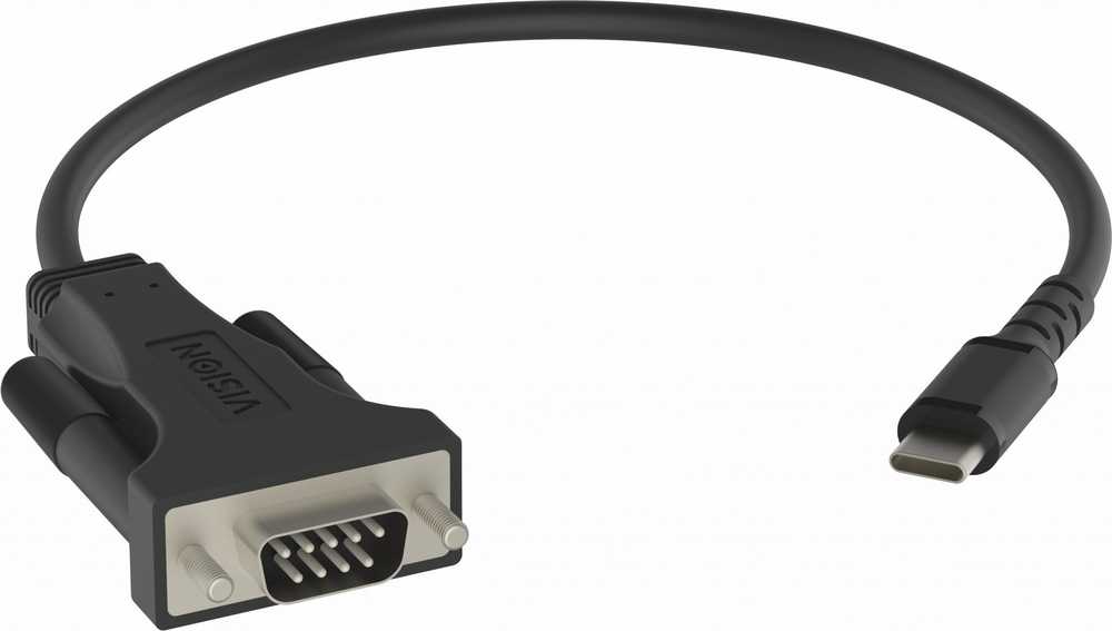 Kabelis USB Vision Professional serijinis USB-C (M) į DB-9 (M) Juodas (TC-USBCSER/BL)