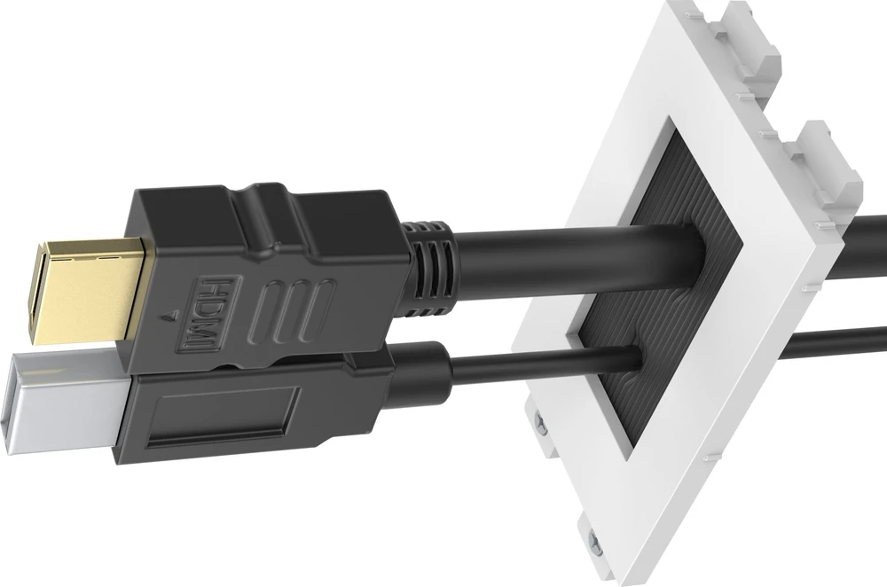 Vision Techconnect Modulare AV-Frontplatte - 30 JAHRE GARANTIE - Burstenmodul - einfaches Doppelbreitenmodul mit Offnung zum Herausziehen der Kabelis - Offnung der Burstenabdeckung 42 x 22 mm - kann in Techconnect Rahmen befestigt werden - Kunststoff -