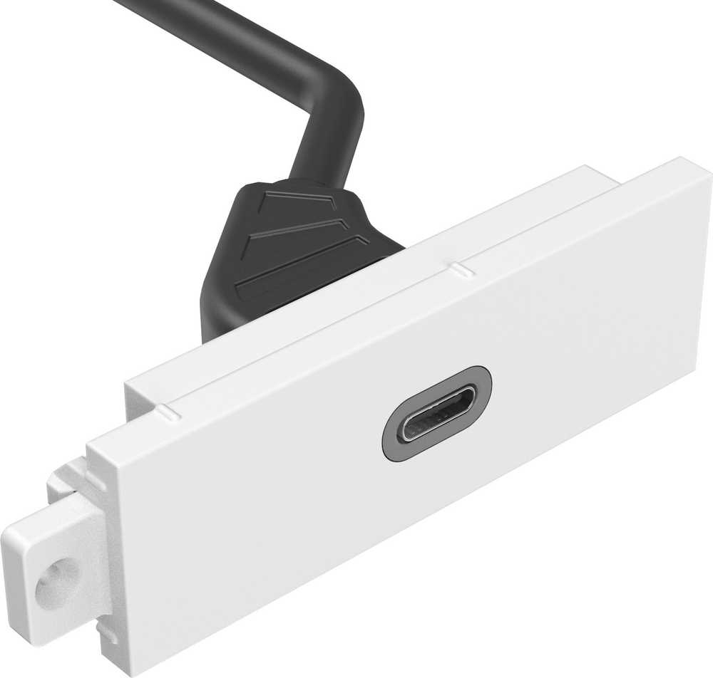 Vision Techconnect Modulares AV-Abdeckblech - LEBENSLANGE GARANTIE - USB-C-Modul - ''C'' 3.1 Typ-Buchse auf der Vorderseite - Ein Kabelis mit 1 x HDMI-Kabelis und 1 x USB-A 2.0-Buchsen - HDMI 4K bei 60 Hz - passt in Techconnect-Rahmen - Kunststoff - baltas