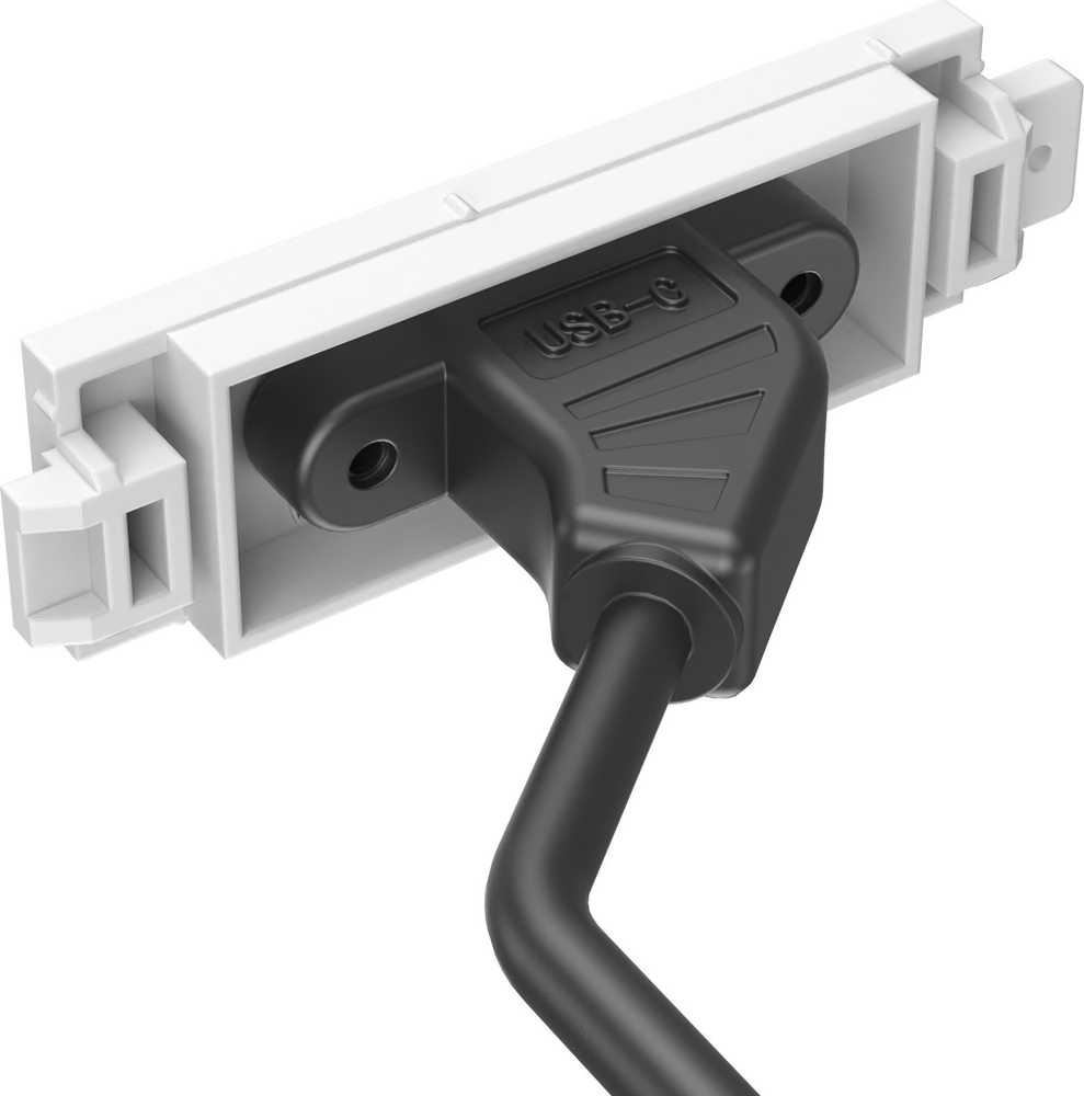 Vision Techconnect Modulares AV-Abdeckblech - LEBENSLANGE GARANTIE - USB-C-Modul - ''C'' 3.1 Typ-Buchse auf der Vorderseite - Ein Kabelis mit 1 x HDMI-Kabelis und 1 x USB-A 2.0-Buchsen - HDMI 4K bei 60 Hz - passt in Techconnect-Rahmen - Kunststoff - baltas