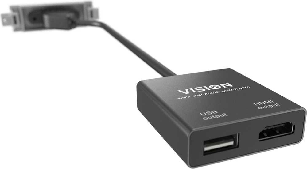 Vision Techconnect Modulares AV-Abdeckblech - LEBENSLANGE GARANTIE - USB-C-Modul - ''C'' 3.1 Typ-Buchse auf der Vorderseite - Ein Kabelis mit 1 x HDMI-Kabelis und 1 x USB-A 2.0-Buchsen - HDMI 4K bei 60 Hz - passt in Techconnect-Rahmen - Kunststoff - baltas