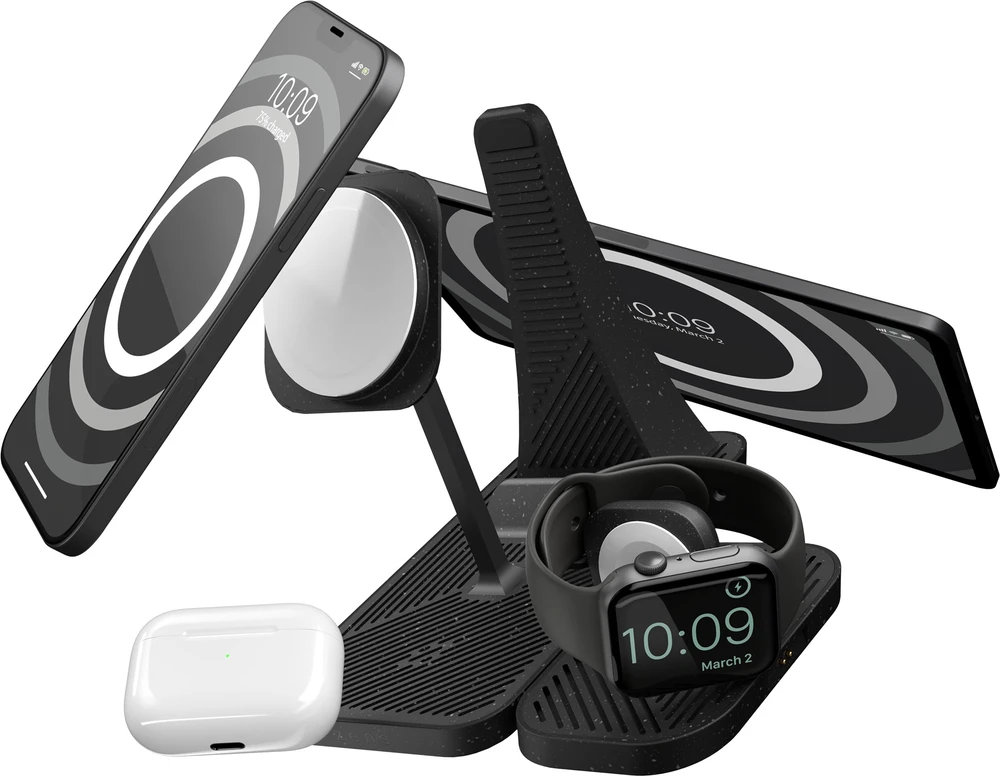 Vision ZENS 4-in-1 - Kabelloses Ladegerat - modular, mit iPad-Ladestander + AC-įkroviklis - 30 Watt - auf Kabelis: USB-C - Juodas - fur Apple AirPods with MagSafe Charging Case, AirPods Pro, iPhone 12, 13, 14