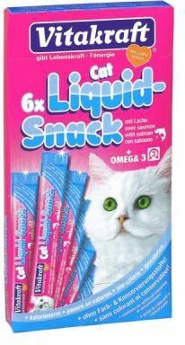 Vitakraft Chovex Sro VITAKRAFT Liquid Snack 6x15 g, kačių pašaro papildas - skanėstai su lašiša ir Omega 3