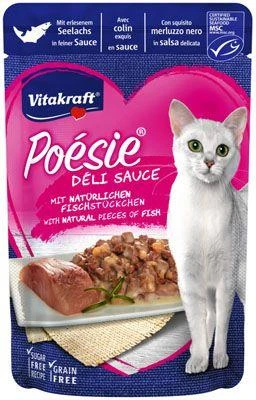 Vitakraft Chovex Sro VITAKRAFT POESIE DELICE, kačių konservuotas pašaras su ledjūrio menke, 85g, maišelyje